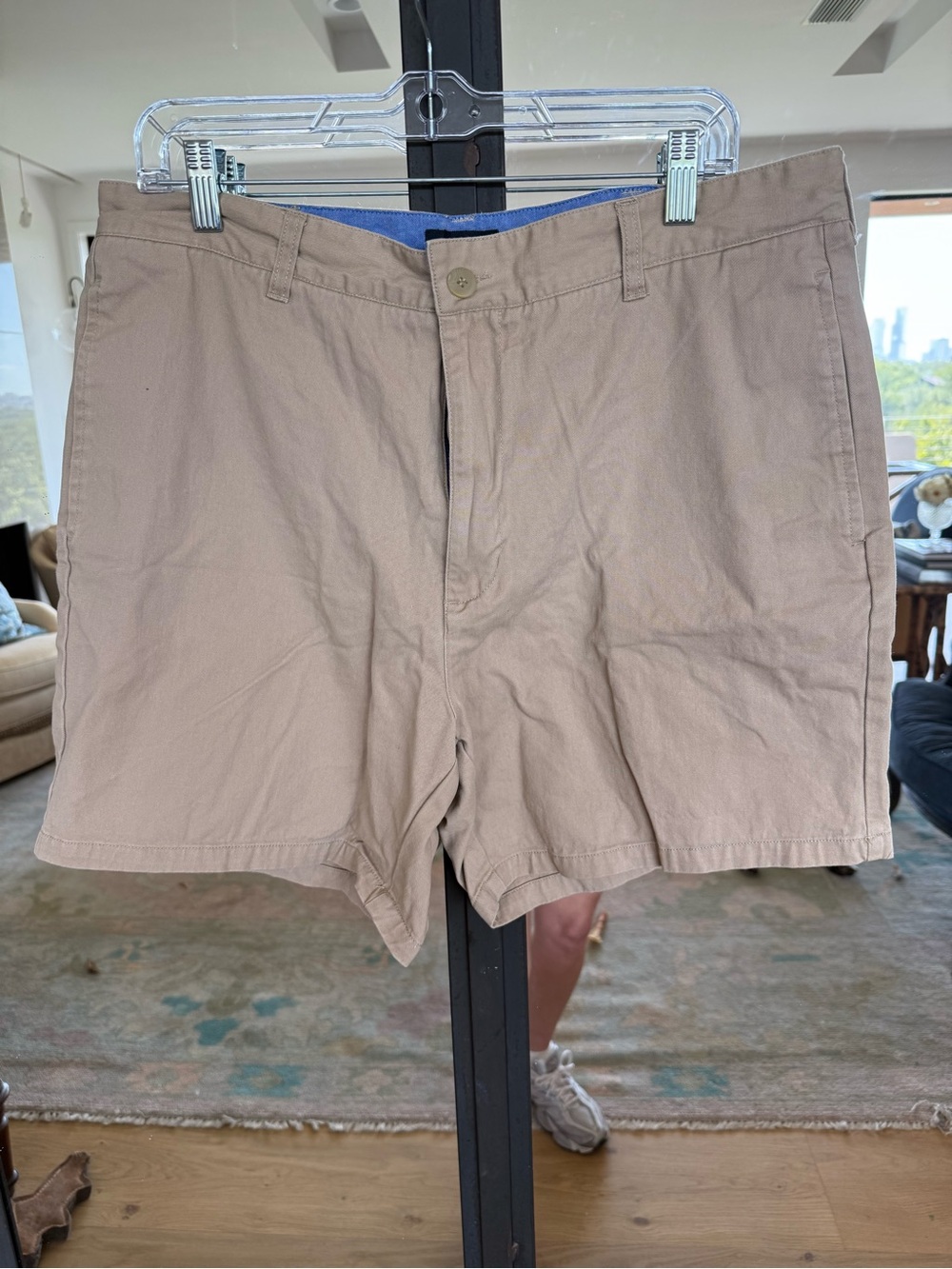 Southern Marsh Khaki Flat-Front Cotton Shorts